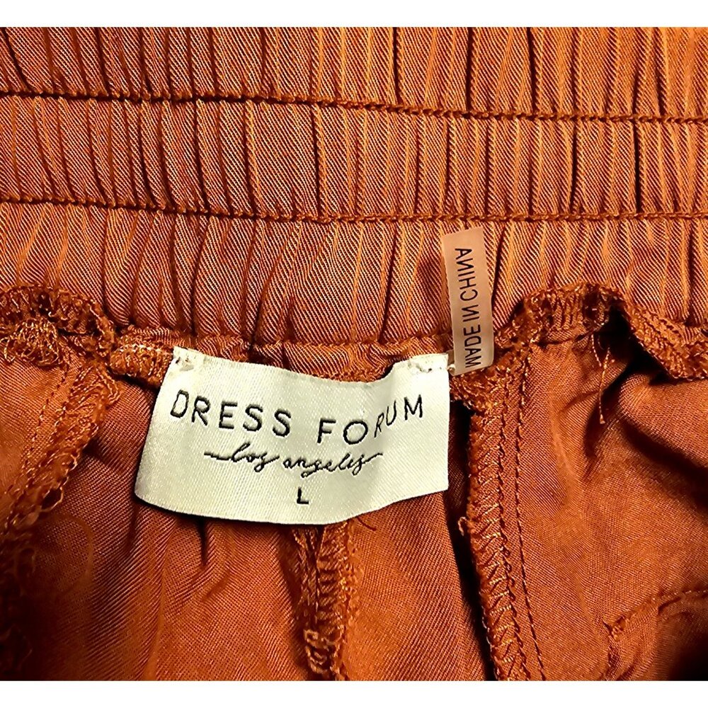 Womens Rust Cargo Pants By Dress Forum L Tencel Elastic Waist Drawstring Pockets - Picture 5 of 10